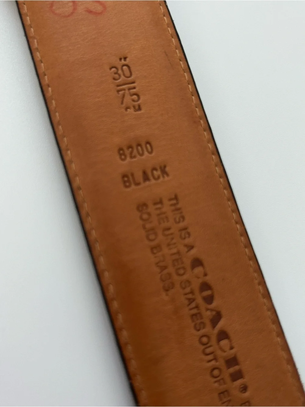 Vintage Coach Leather Belt #8200 English Calfskin Solid Brass USA Black Classic
